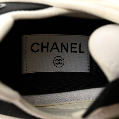Chanel Velvet Calfskin Mixed Fibers CC Sneakers 40.5 Ivory Black 7 of 8