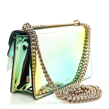 Gucci Piuma Shade Lux Mirrored Calfskin Small Dionysus Shoulder Bag Glacial Yellow Silver 3 of 11