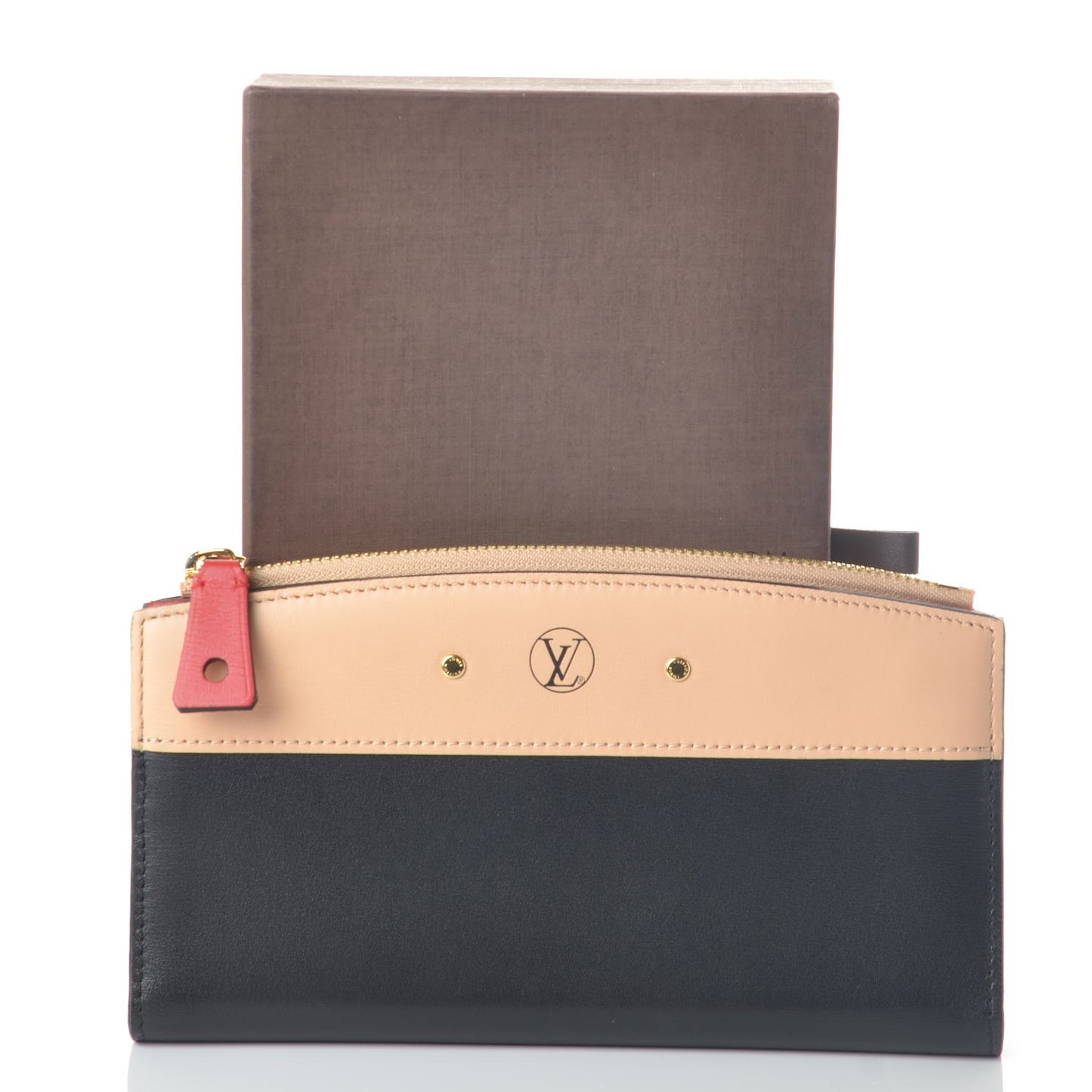 Calfskin City Steamer Wallet Black Creme Bourgogne