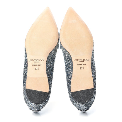 Jimmy Choo Glitter Degrade Fireball Gabie Flats 37.5 Silver Dusk Blue 6 of 10