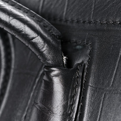 Celine Crocodile Embossed Calfskin Large Phantom Luggage Black 20 of 21