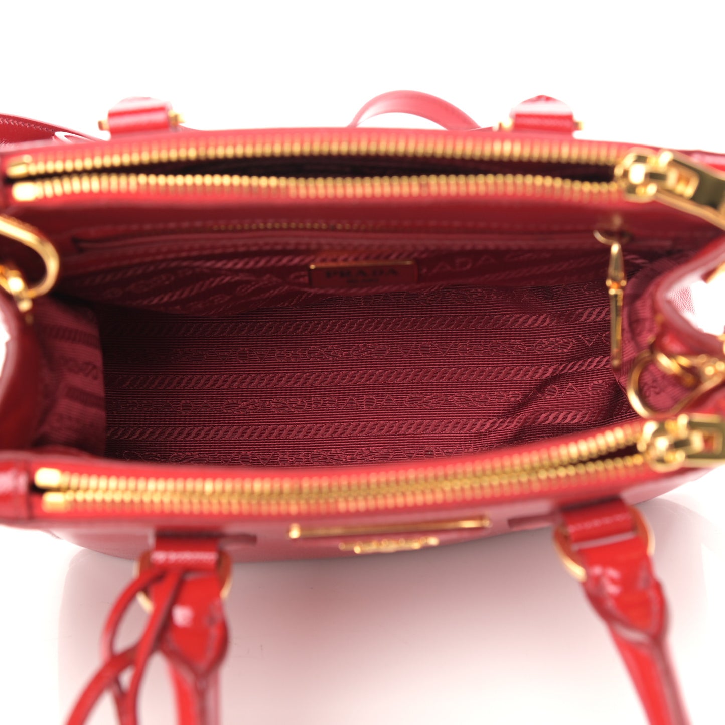 Saffiano Mini Galleria Double Zip Tote Fuoco