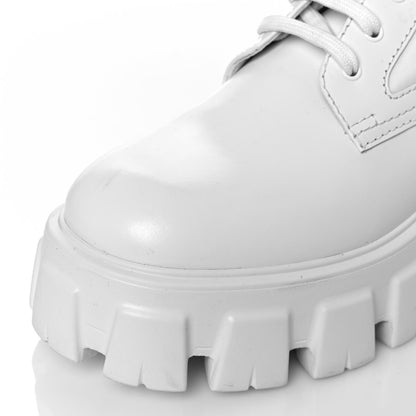 Prada Spazzolato Rois Re-Nylon Metal Triangle Logo Monolith Pouch Pocket 55mm Boots 37.5 White 8 of 9
