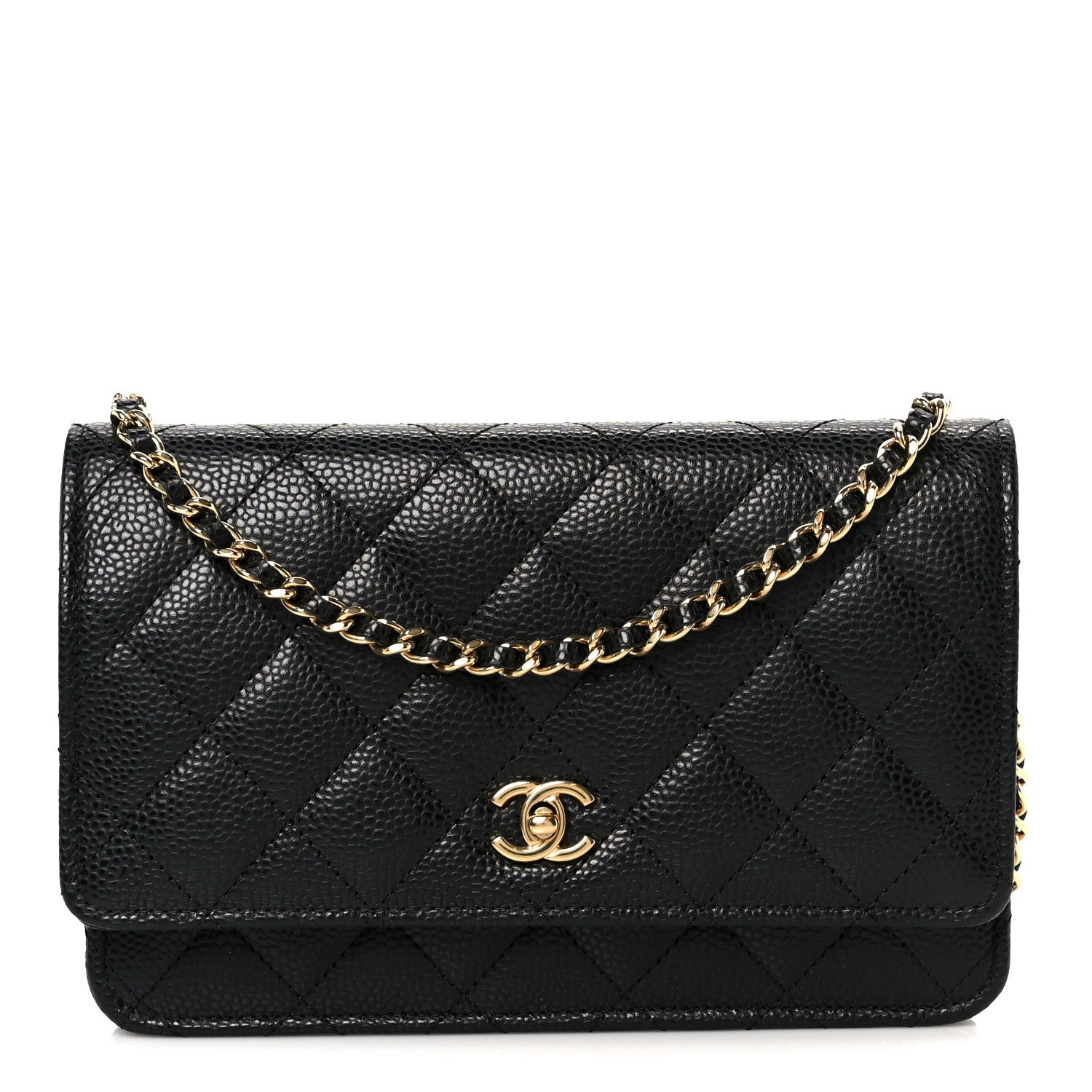 Chanel Caviar Quilted CC Turnlock Wallet On Chain WOC Black 1 of 11