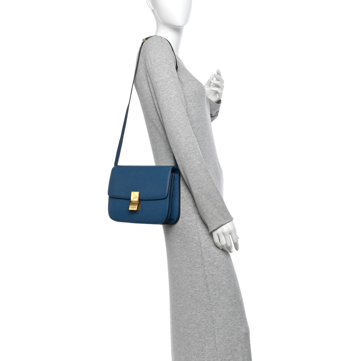 Goatskin Medium Classic Box Flap Bag Deepsea
