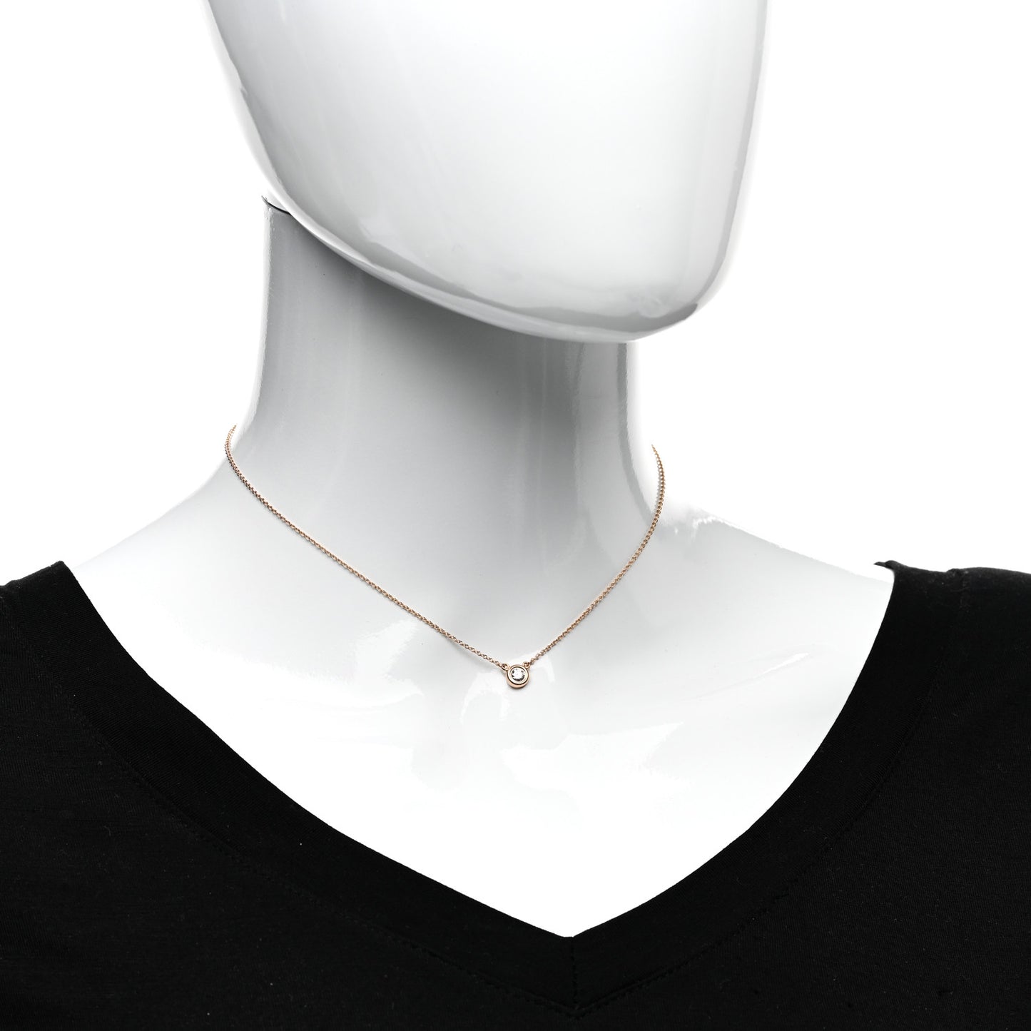 18K Rose Gold Diamond .17ct Elsa Peretti Diamonds by the Yard Pendant Necklace