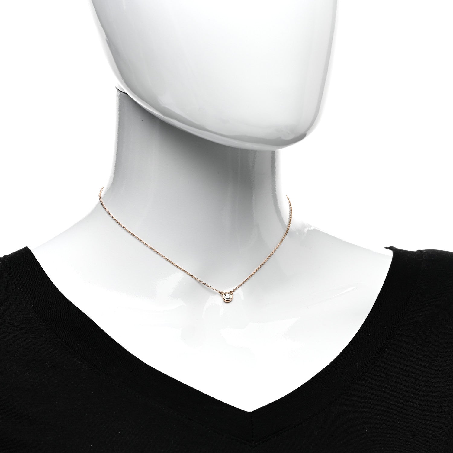 Tiffany 18K Rose Gold Diamond .17ct Elsa Peretti Diamonds by the Yard Pendant Necklace 2 of 6