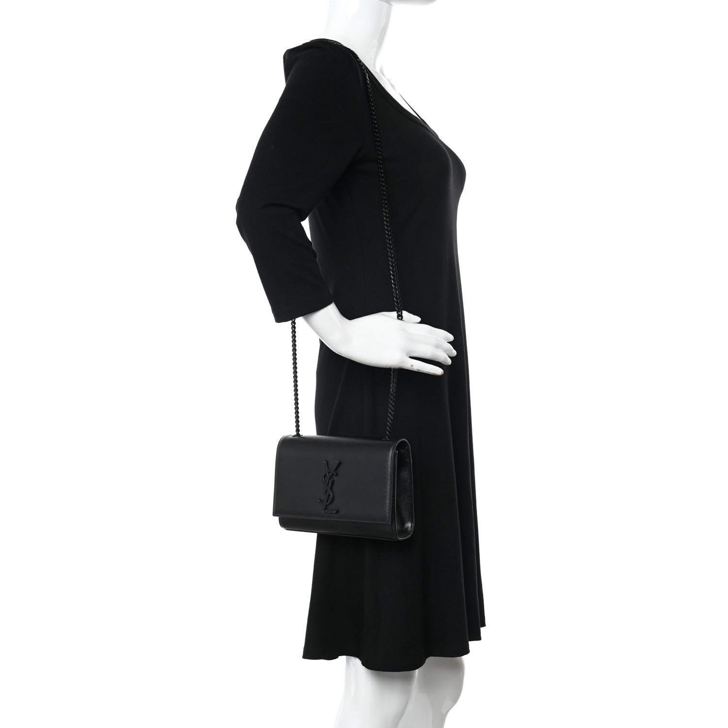 Saint Laurent Grain De Poudre Small Monogram Monochrome Kate Satchel Black 2 of 11
