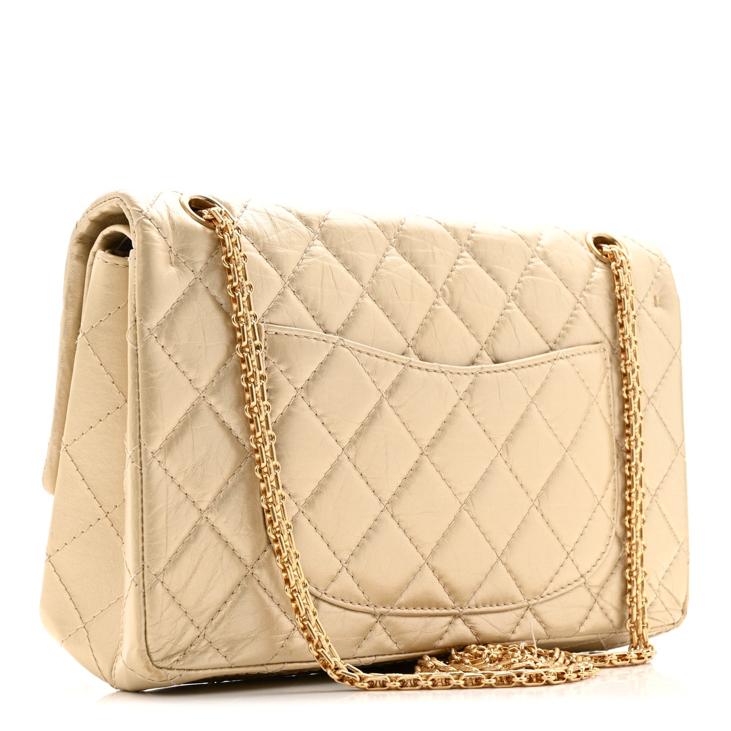 Metallic Aged Calfskin Quilted 2.55 Reissue 226 Flap Pale Gold
