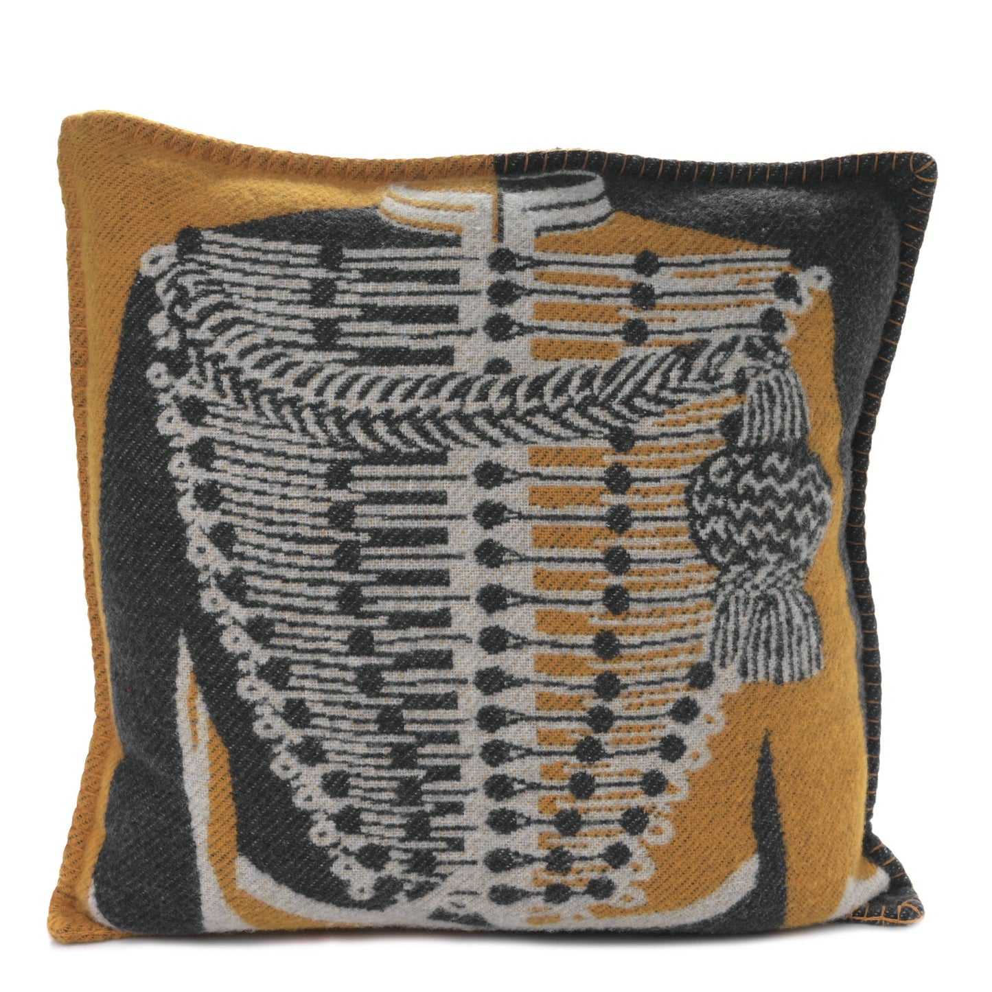 Wool Cashmere Brandebourgs Pillow Ambre Anthracite