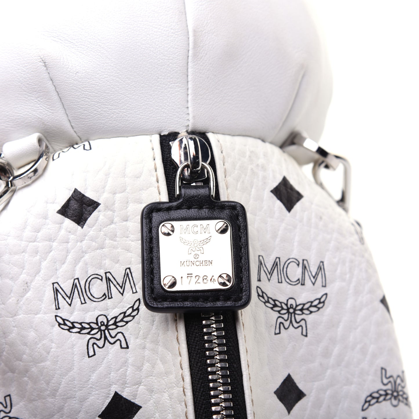 Calfskin Visetos Rabbit Zoo Doll Crossbody White