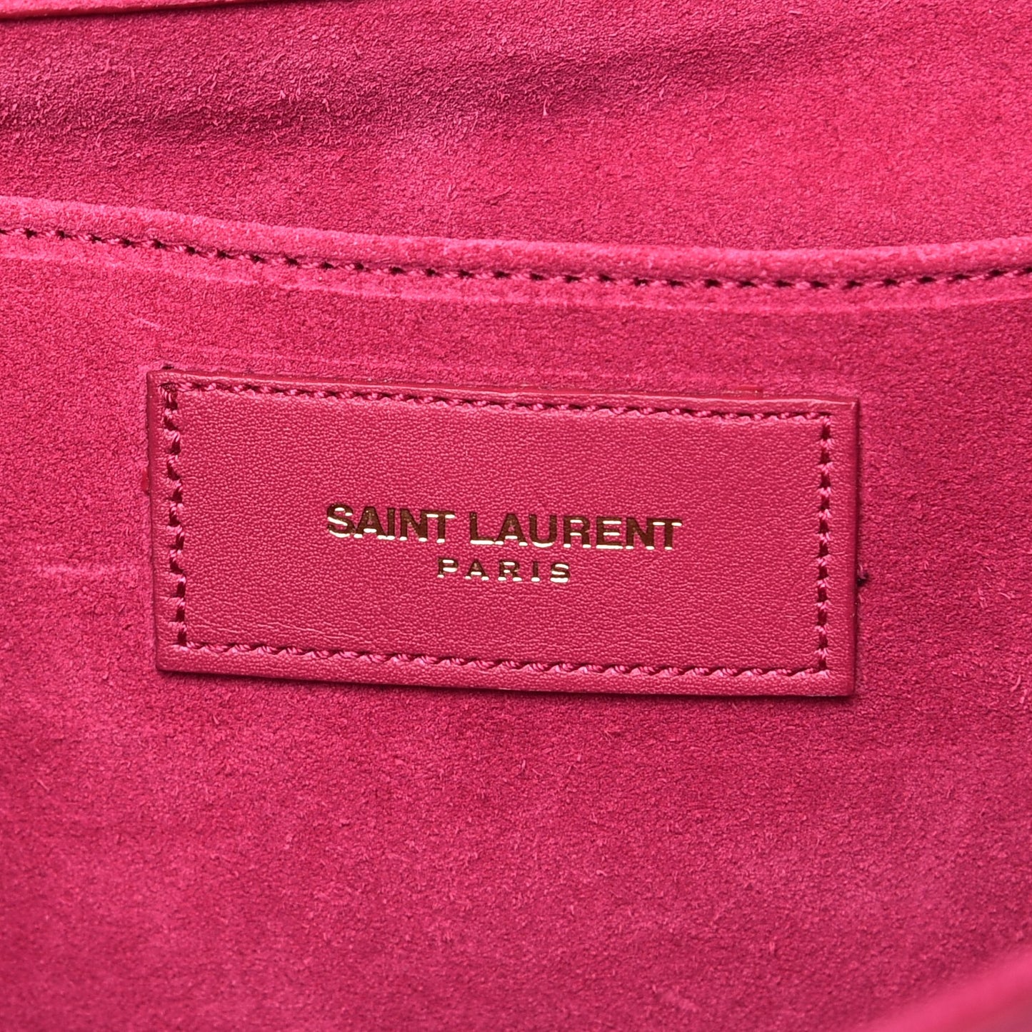 Calfskin Classic Y Ligne Clutch Fuchsia