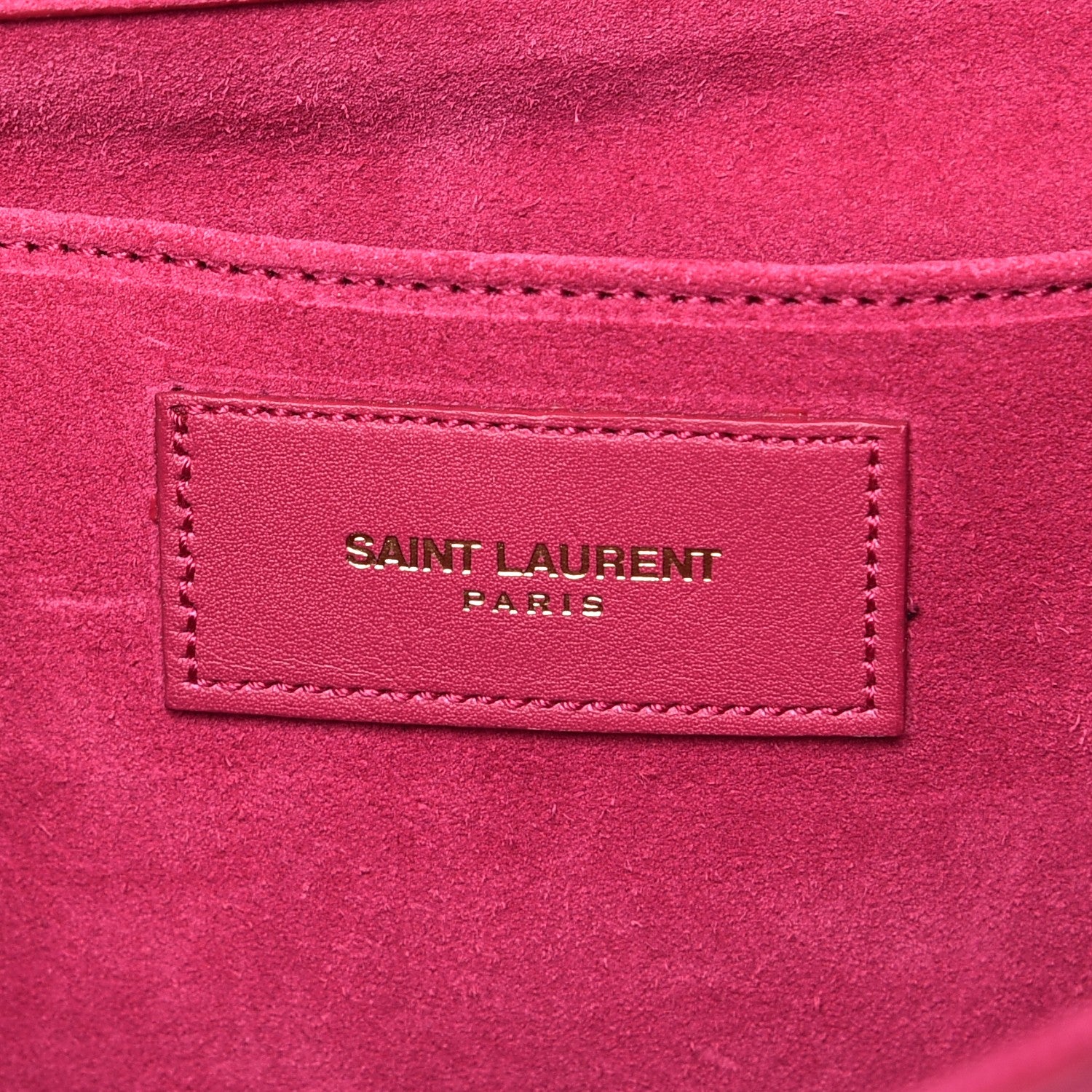 Saint Laurent Calfskin Classic Y Ligne Clutch Fuchsia 6 of 10