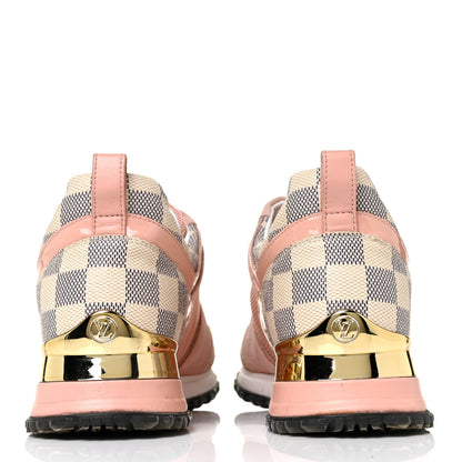 Louis Vuitton Suede Damier Azur Run Away Sneakers 36 Pink 5 of 9