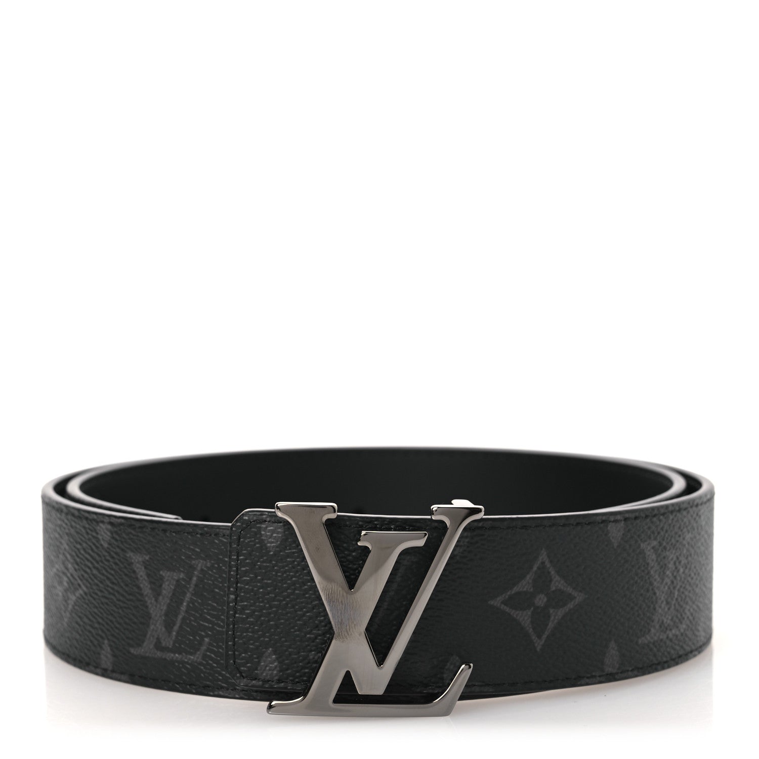 Louis Vuitton Monogram Eclipse Taigarama 40mm LV Initiales Reversible Belt 85 34 Black 1 of 8