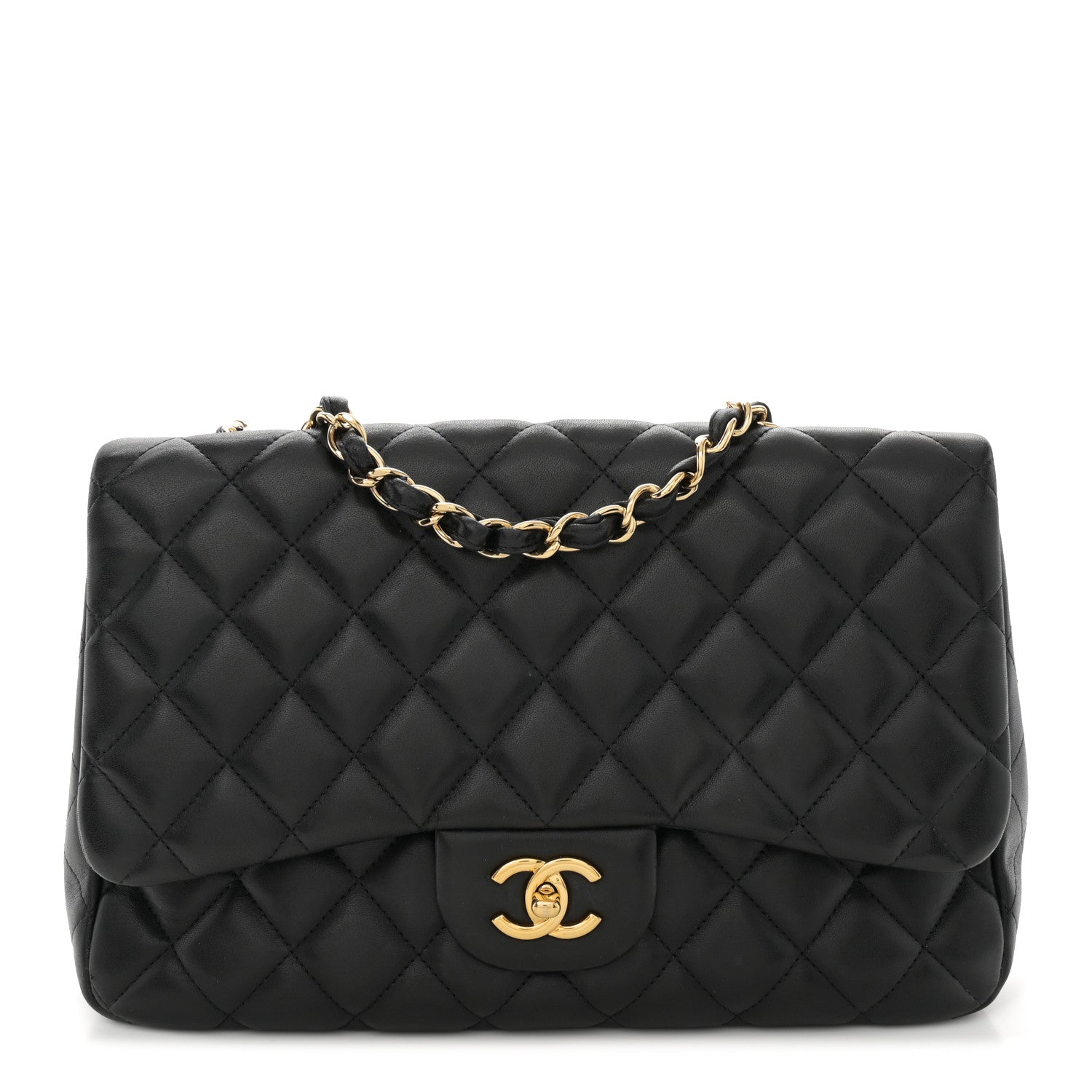 Chanel Lambskin Quilted Jumbo Single Flap Black 1 of 12