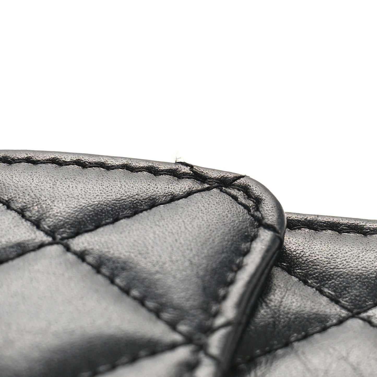 Aged Calfskin Quilted Reissue Flap Card Holder Black