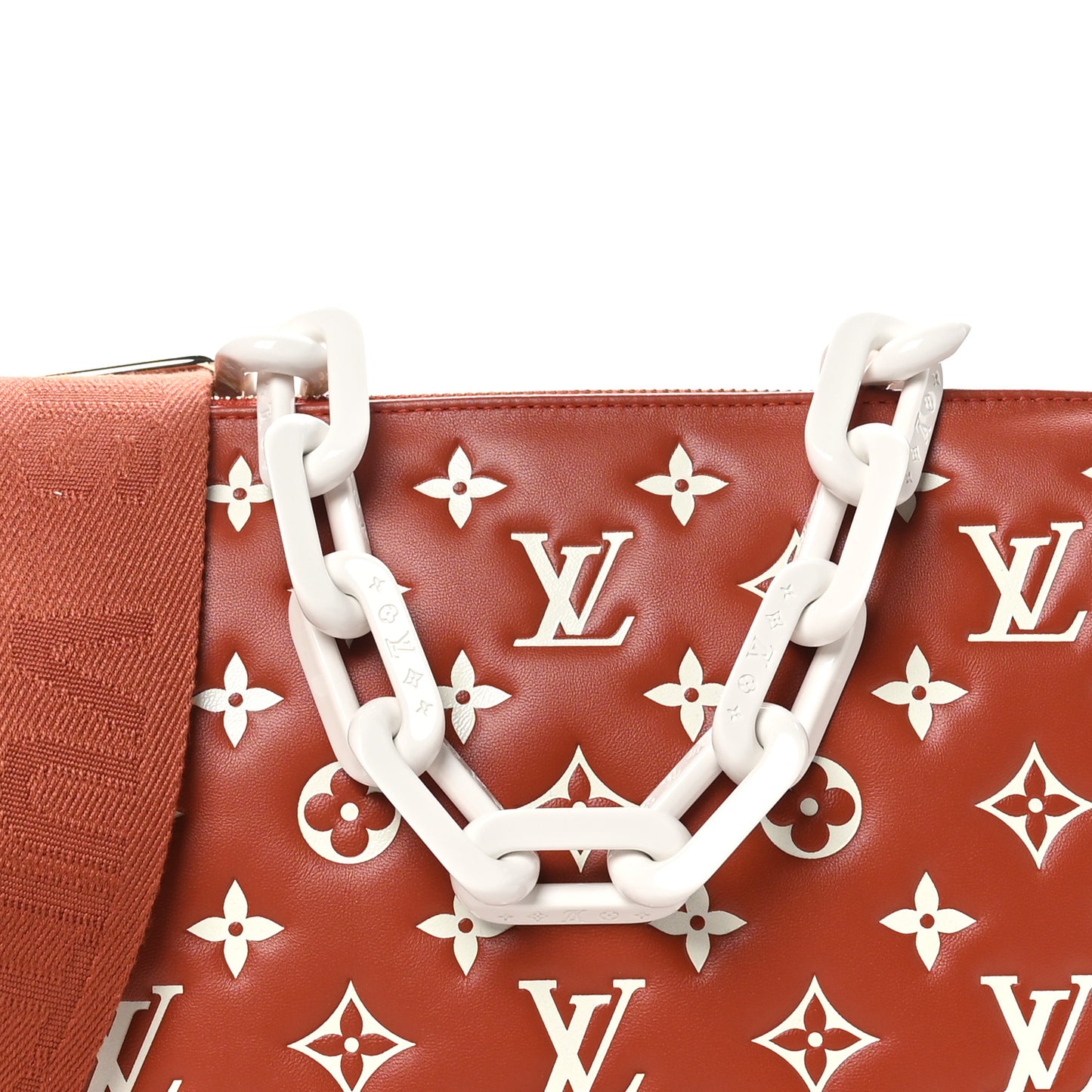 Lambskin Embossed Monogram Coussin PM Terracotta Brown
