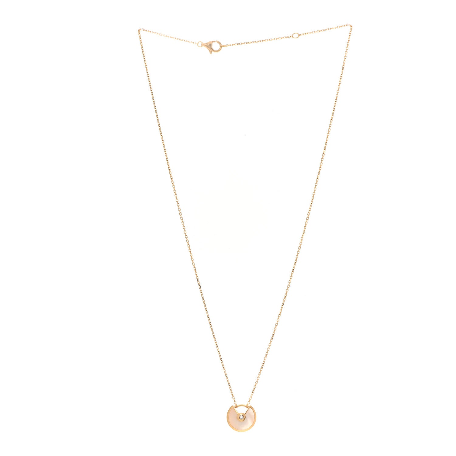 Cartier 18K Yellow Gold Diamond Mother of Pearl XS Amulette de Cartier Pendant Necklace 3 of 6