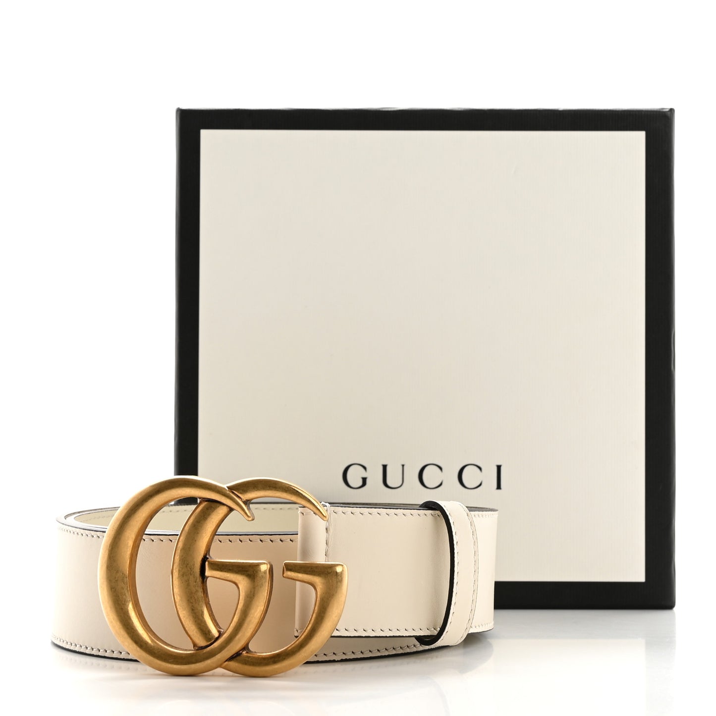 Calfskin Double G 40mm Belt 85 34 Mystic White
