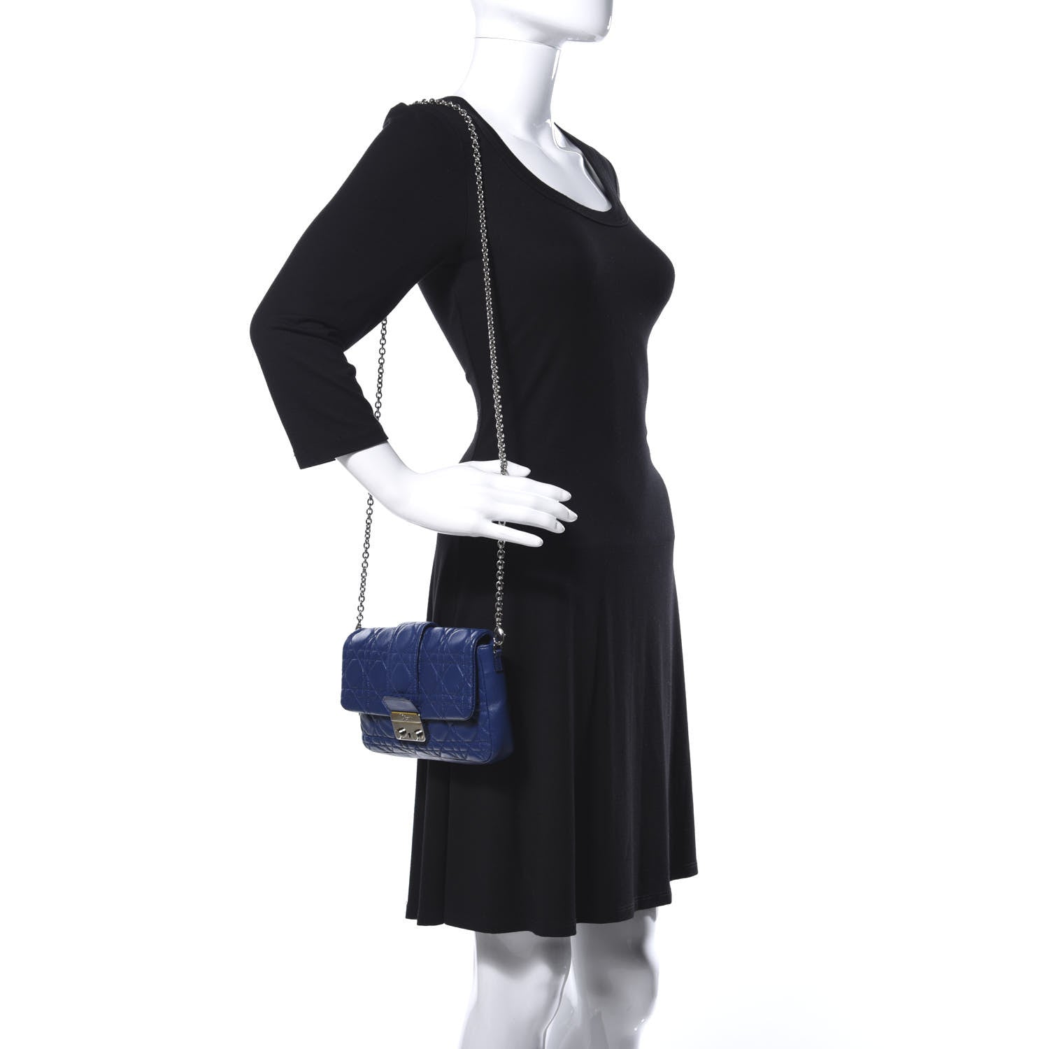 Christian Dior Lambskin Cannage New Lock Pouch Blue 2 of 11