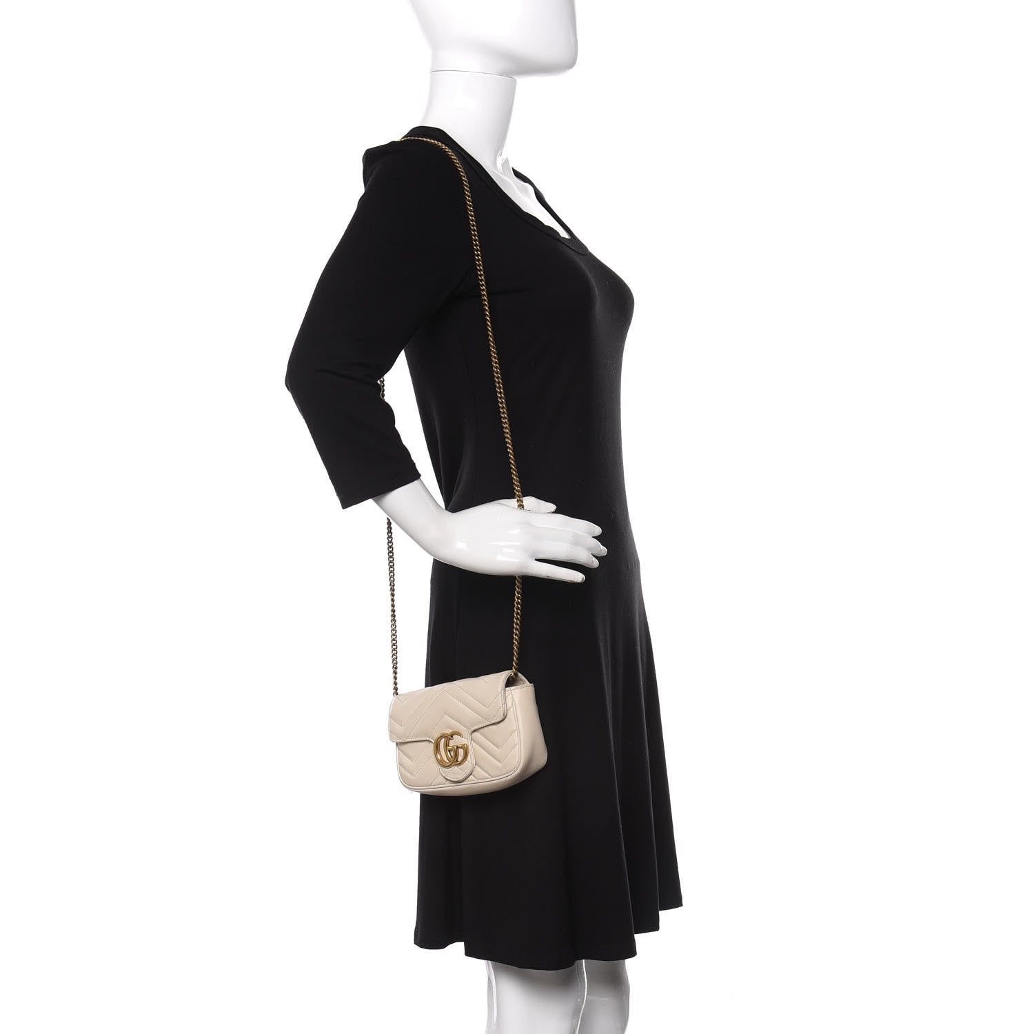 Gucci Calfskin Matelasse Super Mini GG Marmont Shoulder Bag White 2 of 10