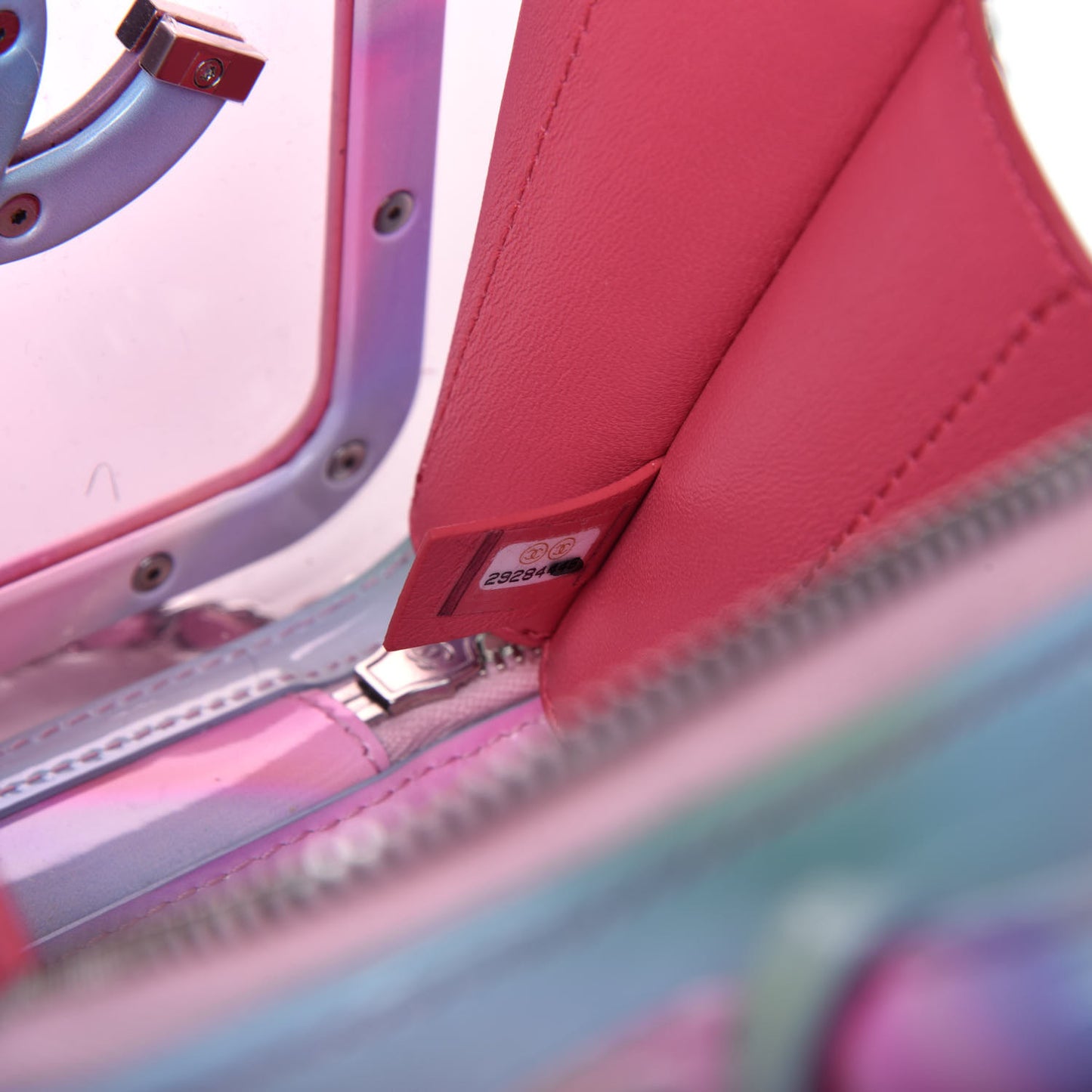 PVC Patent Calfskin Patent Lambskin Vertical Vanity Case Pink