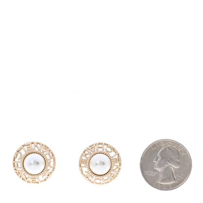 Chanel Pearl CC Round Rope Logo Earrings Gold 2 of 5