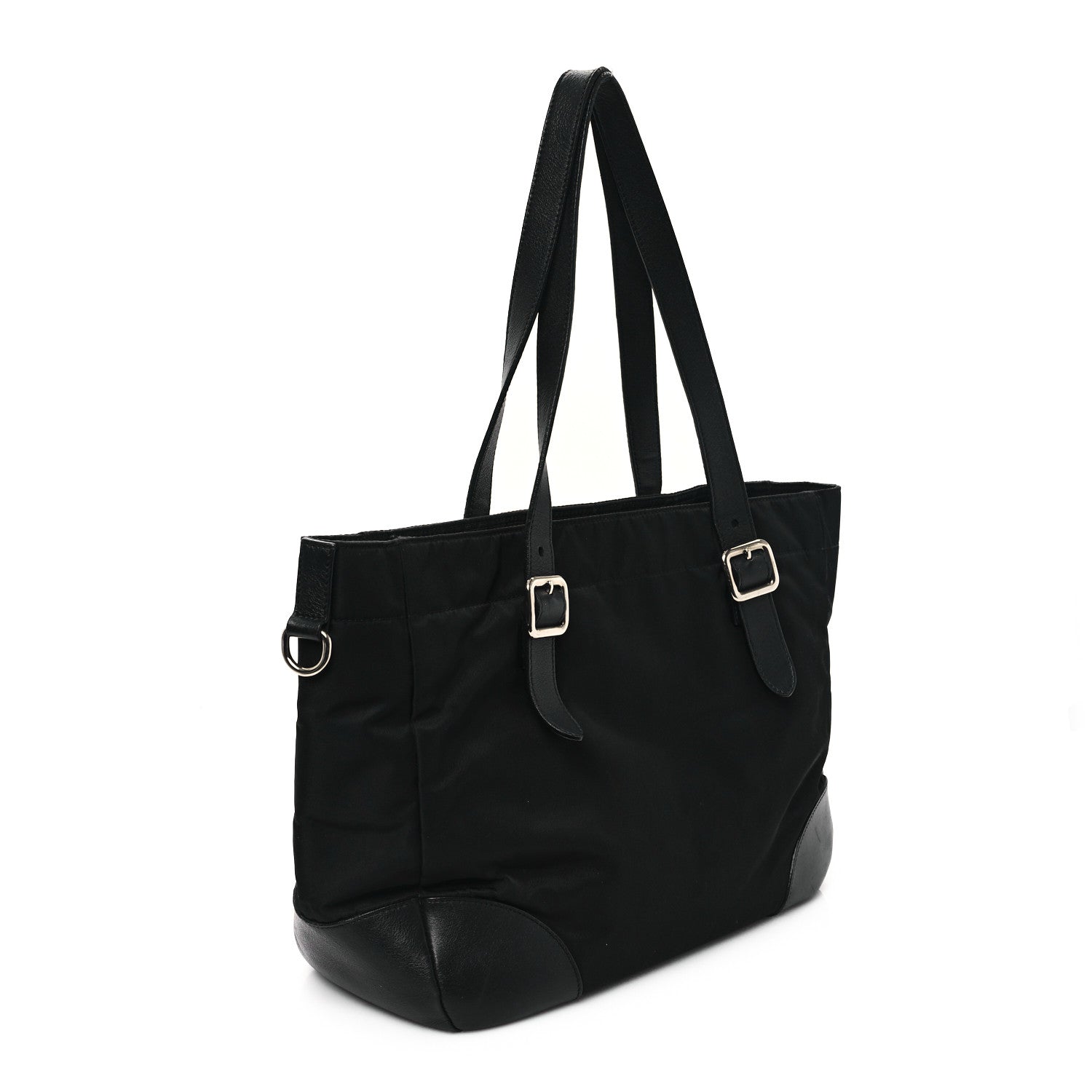 Prada Tessuto Nylon Soft Calfskin Tote Black 3 of 13