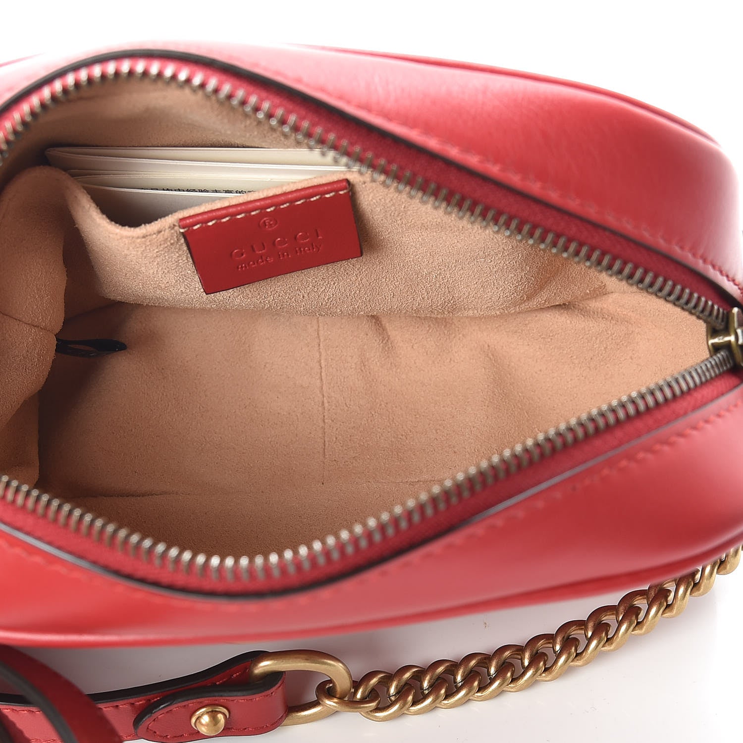 Gucci Calfskin Matelasse Mini GG Marmont Chain Shoulder Bag Hibiscus Red 5 of 9