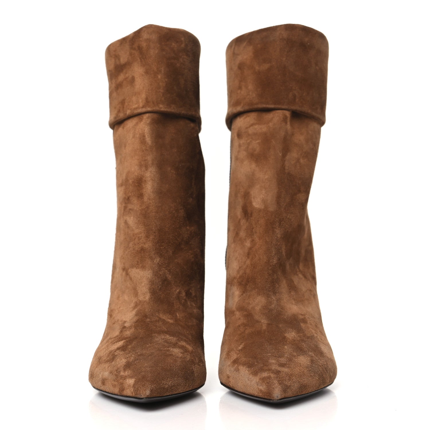 Saint Laurent Suede Liz 85 Wedge Booties 38 Brown 2 of 9