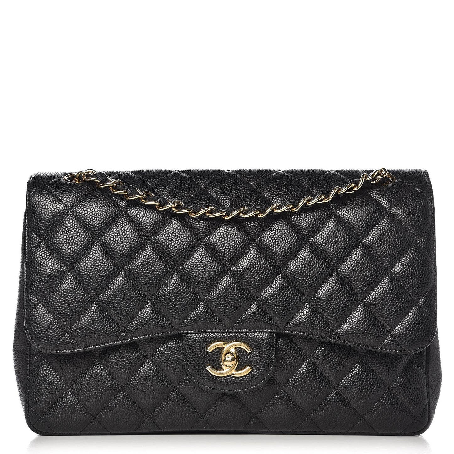 Caviar Quilted Jumbo Double Flap Black