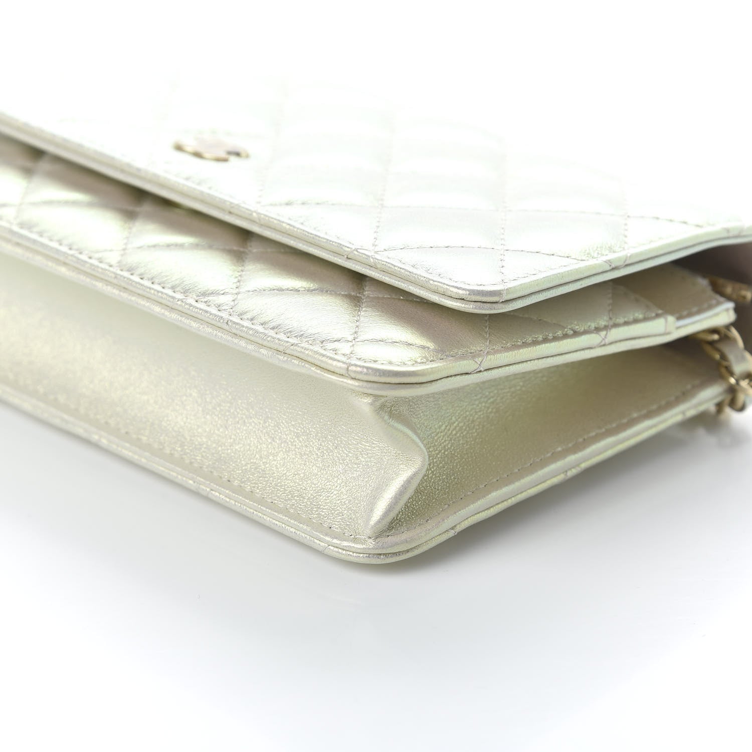 Chanel Iridescent Lambskin Quilted Wallet On Chain WOC Ivory 7 of 12