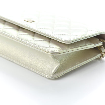 Chanel Iridescent Lambskin Quilted Wallet On Chain WOC Ivory 7 of 12