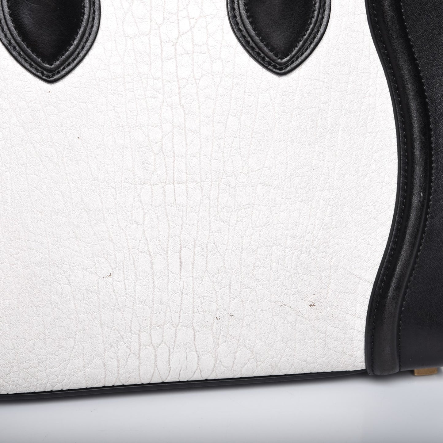 Shrunken Lambskin Micro Bi-Color Luggage Black White