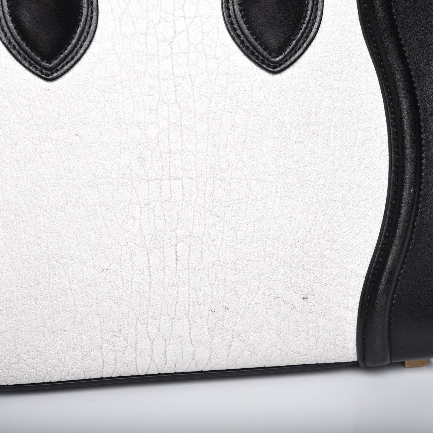 Celine Shrunken Lambskin Micro Bi-Color Luggage Black White 5 of 9