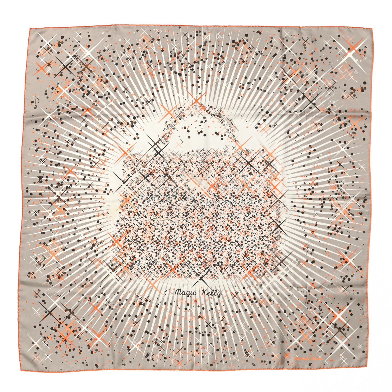Hermes Silk Magic Kelly Scarf 90 Sepia White Orange 1 of 7