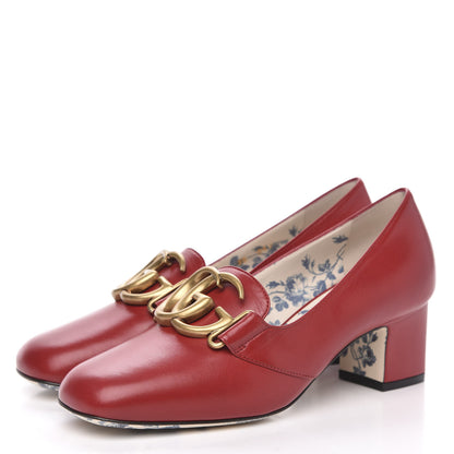 Gucci Malaga Kid GG Victoire 55mm Loafer Pumps 35 Hibiscus Red 3 of 9