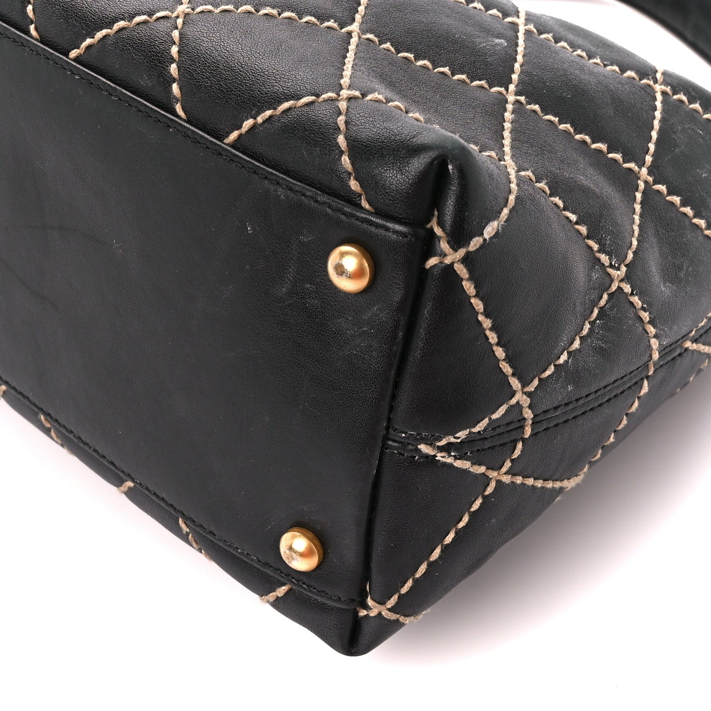 Calfskin Wild Stitch Surpique Hobo Black