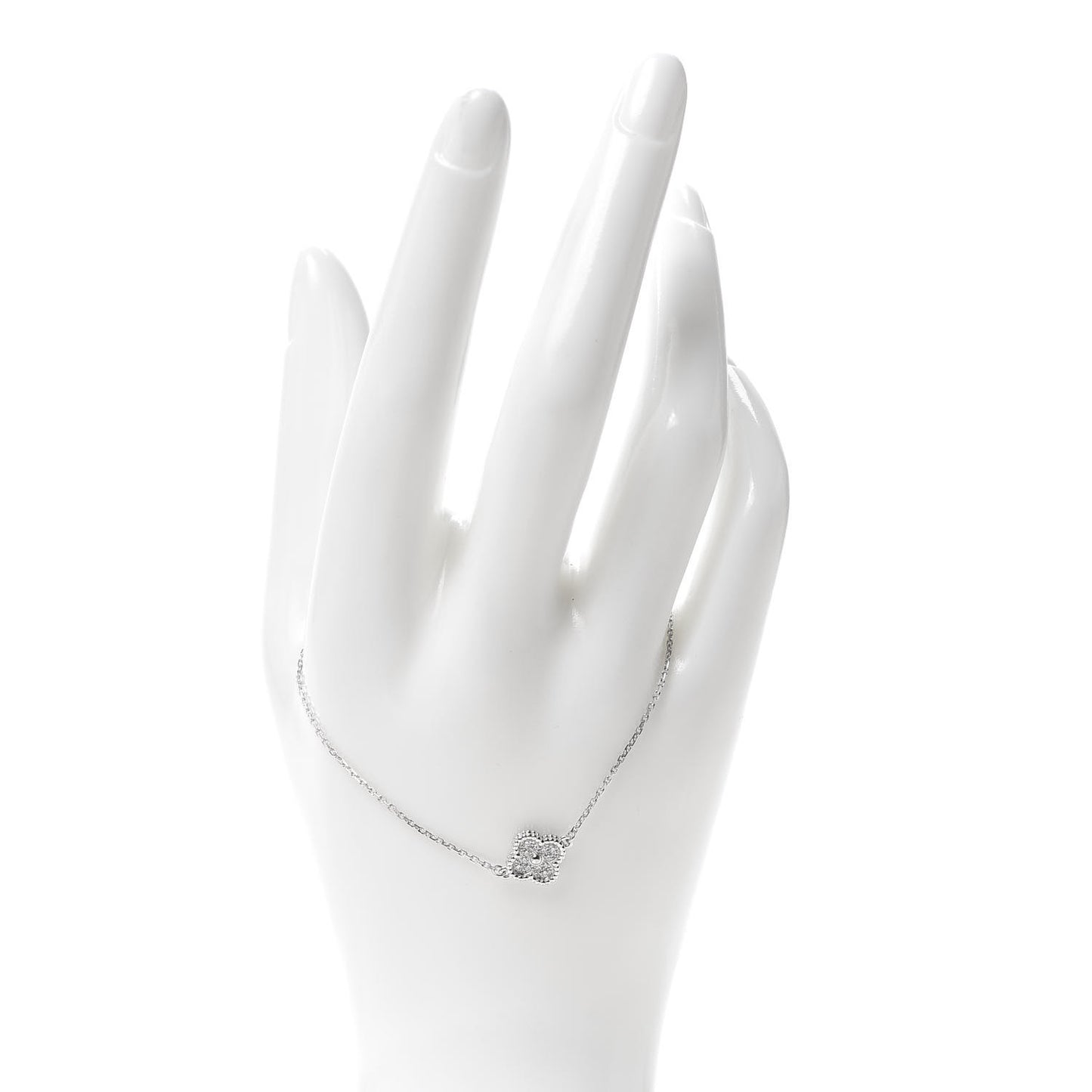 18K White Gold Diamond Sweet Alhambra Bracelet