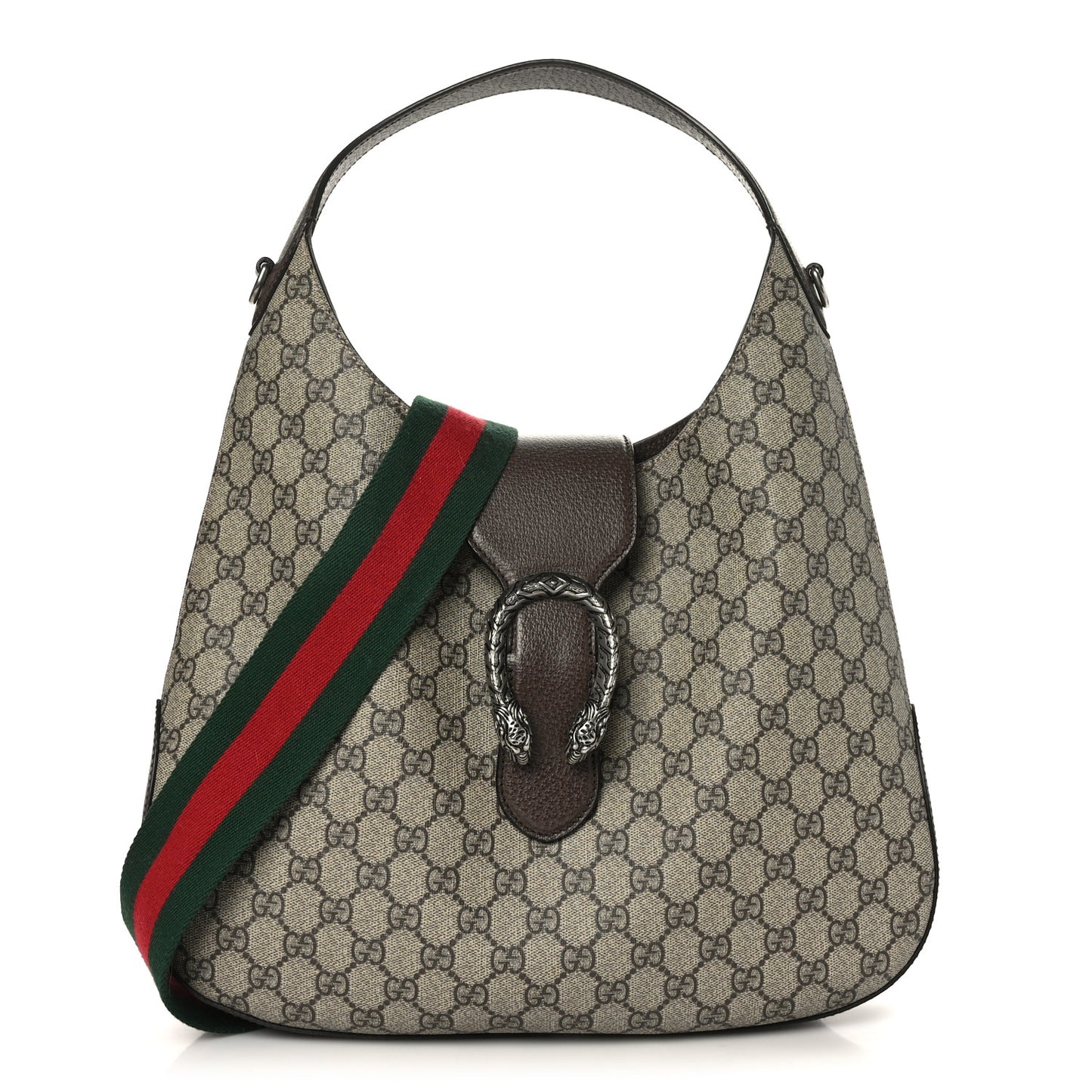 GG Supreme Monogram Web Medium Dionysus Hobo Brown
