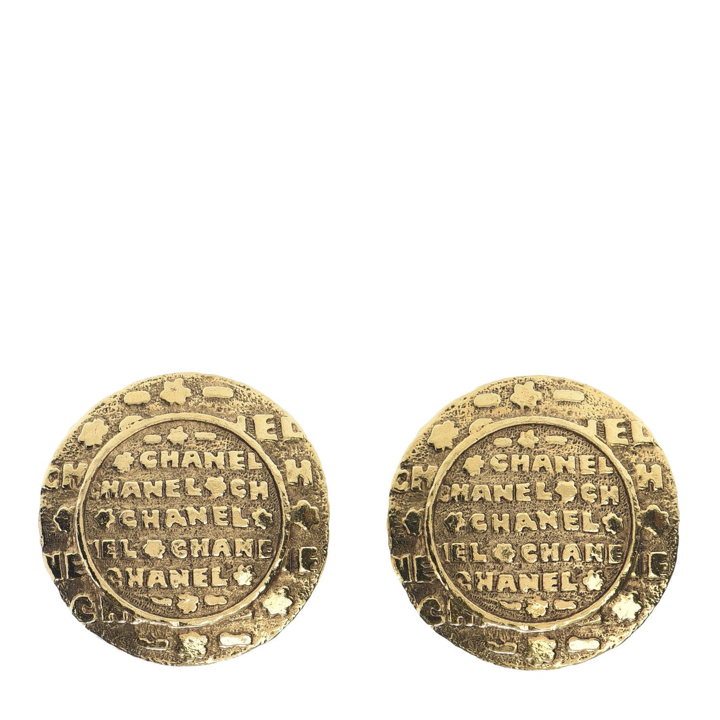 Medallion Clip On Earrings Gold