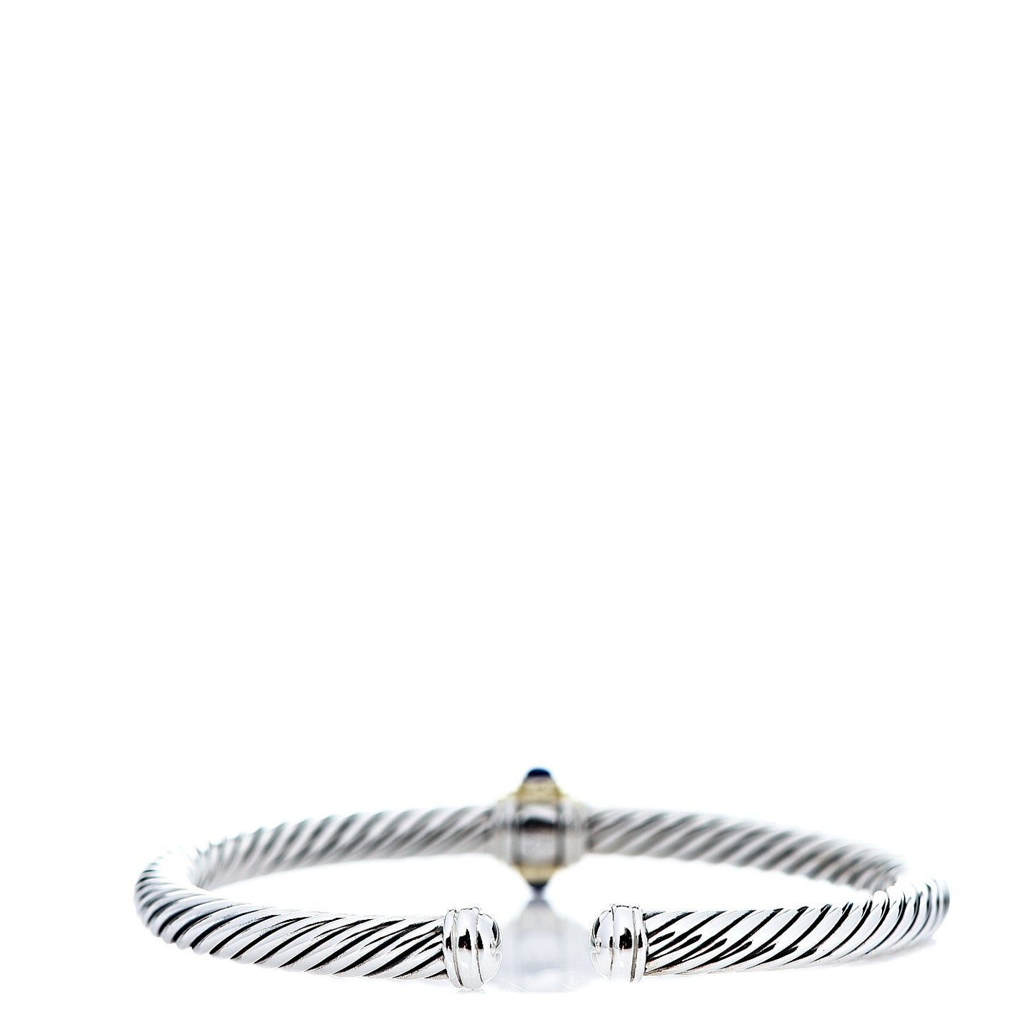 Sterling Silver 14K Yellow Gold Blue Topaz Lapis Lazuli 5mm Cable Renaissance Station Bracelet