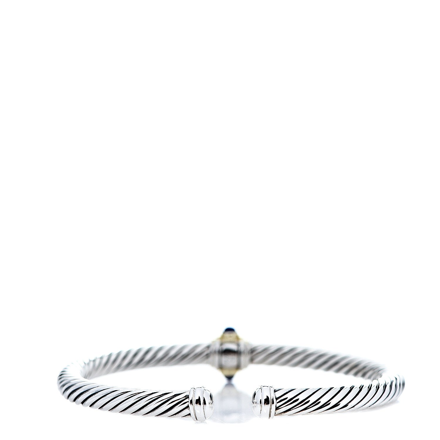 David Yurman Sterling Silver 14K Yellow Gold Blue Topaz Lapis Lazuli 5mm Cable Renaissance Station Bracelet 2 of 3