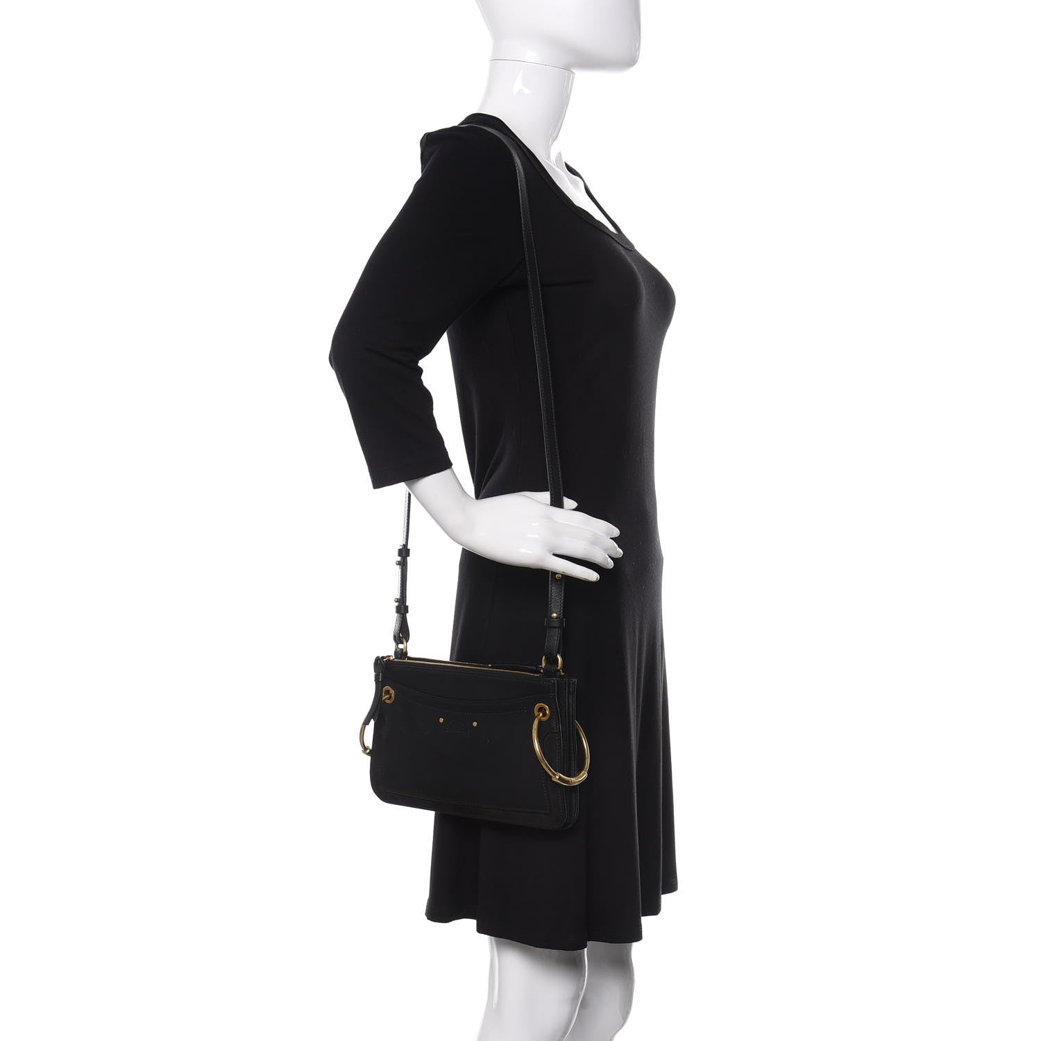 Chloe Calfskin Suede Mini Roy Bag Black 2 of 14