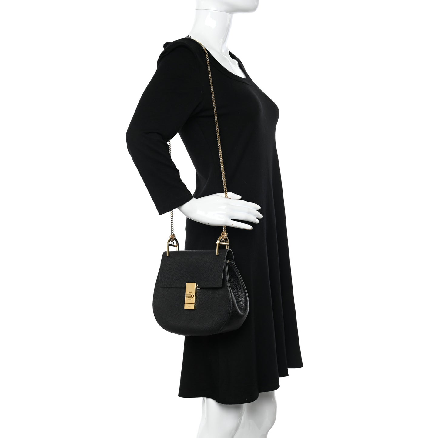 Grained Lambskin Drew Shoulder Bag Black