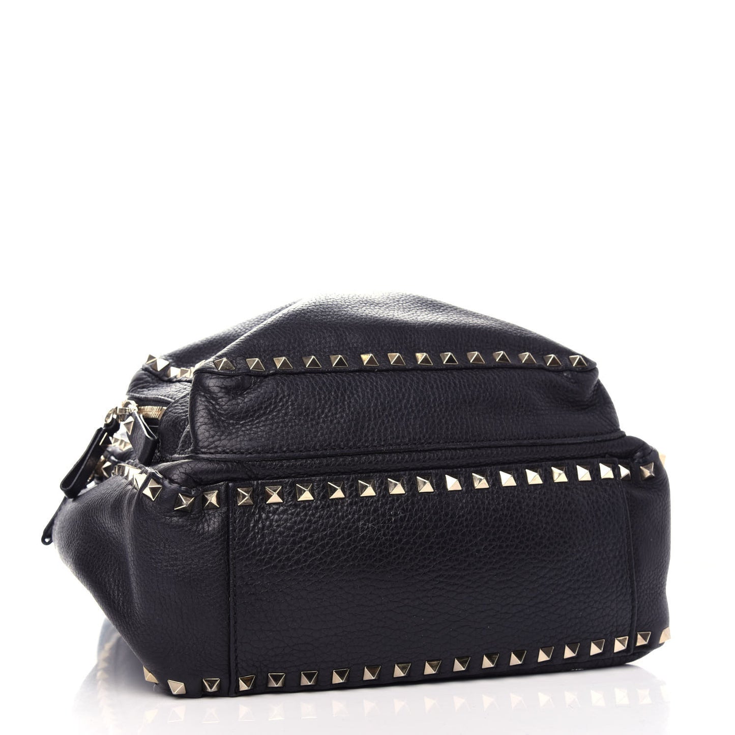 Grained Calfskin Medium Rockstud Backpack Black