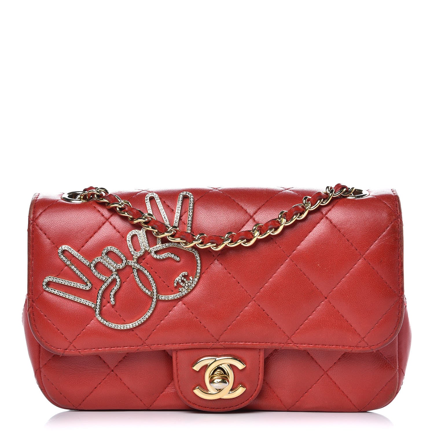 Chanel Lambskin Quilted Extra Mini V For Victory Flap Red 1 of 18