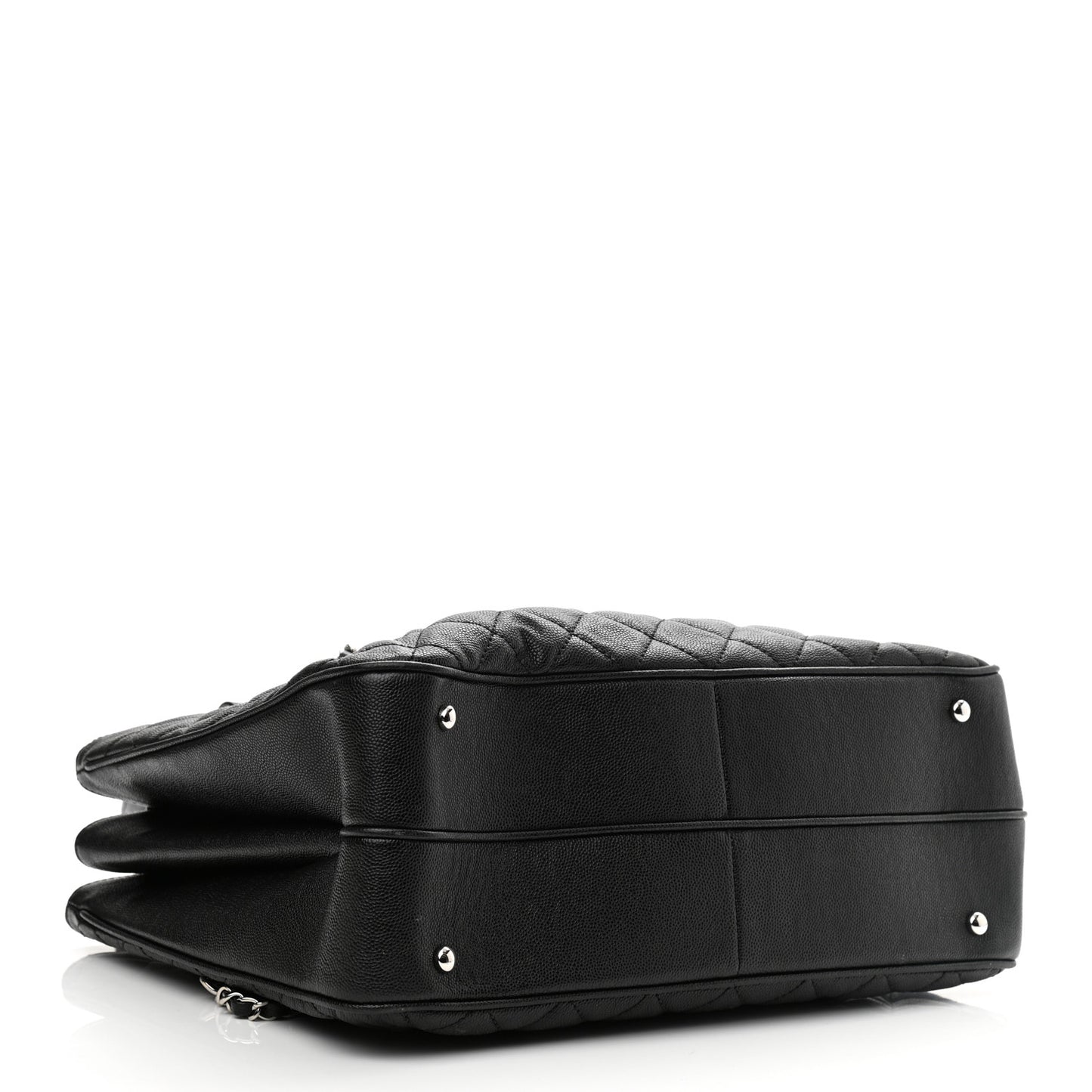 Caviar Quilted Large Urban Companion Top Handle Shopping Tote Black