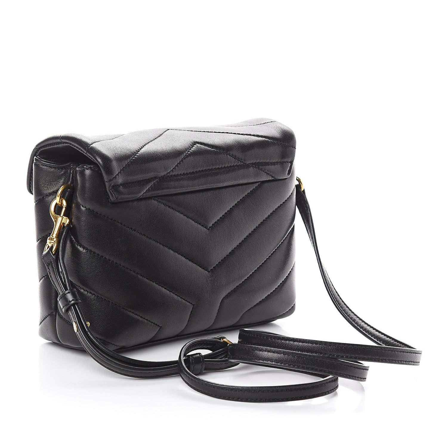 Calfskin Y Quilted Monogram Toy Loulou Crossbody Bag Black
